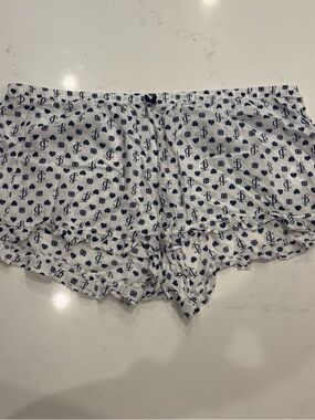 Juicy Couture White Shorts with Navy Heart & Monogram Print